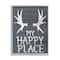 Stupell Industries Rustic My Happy Place Large Elk Antlers in Gray Frame Wall Art